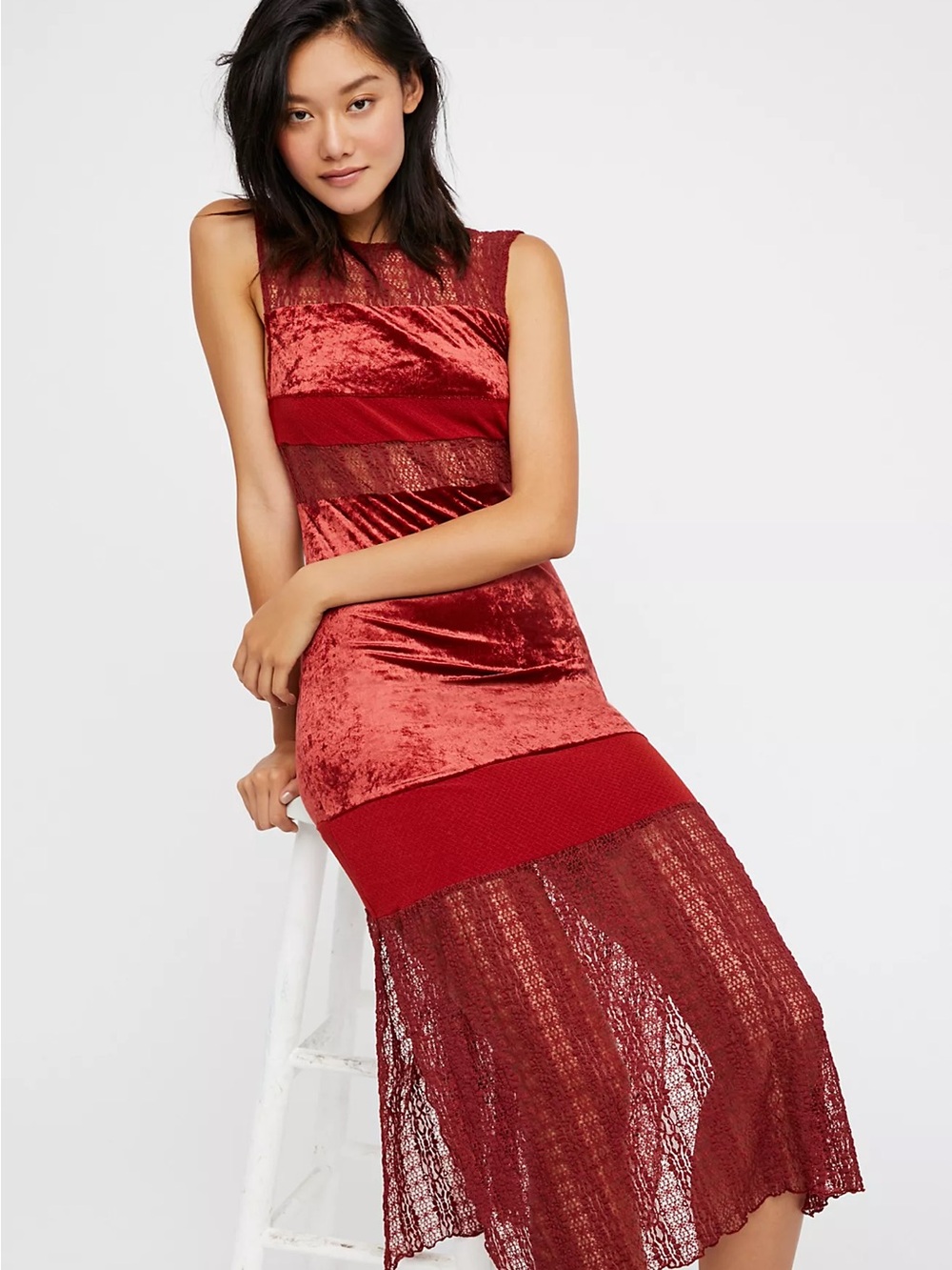 Free People Red Velvet Dress - Picture 3 of 5